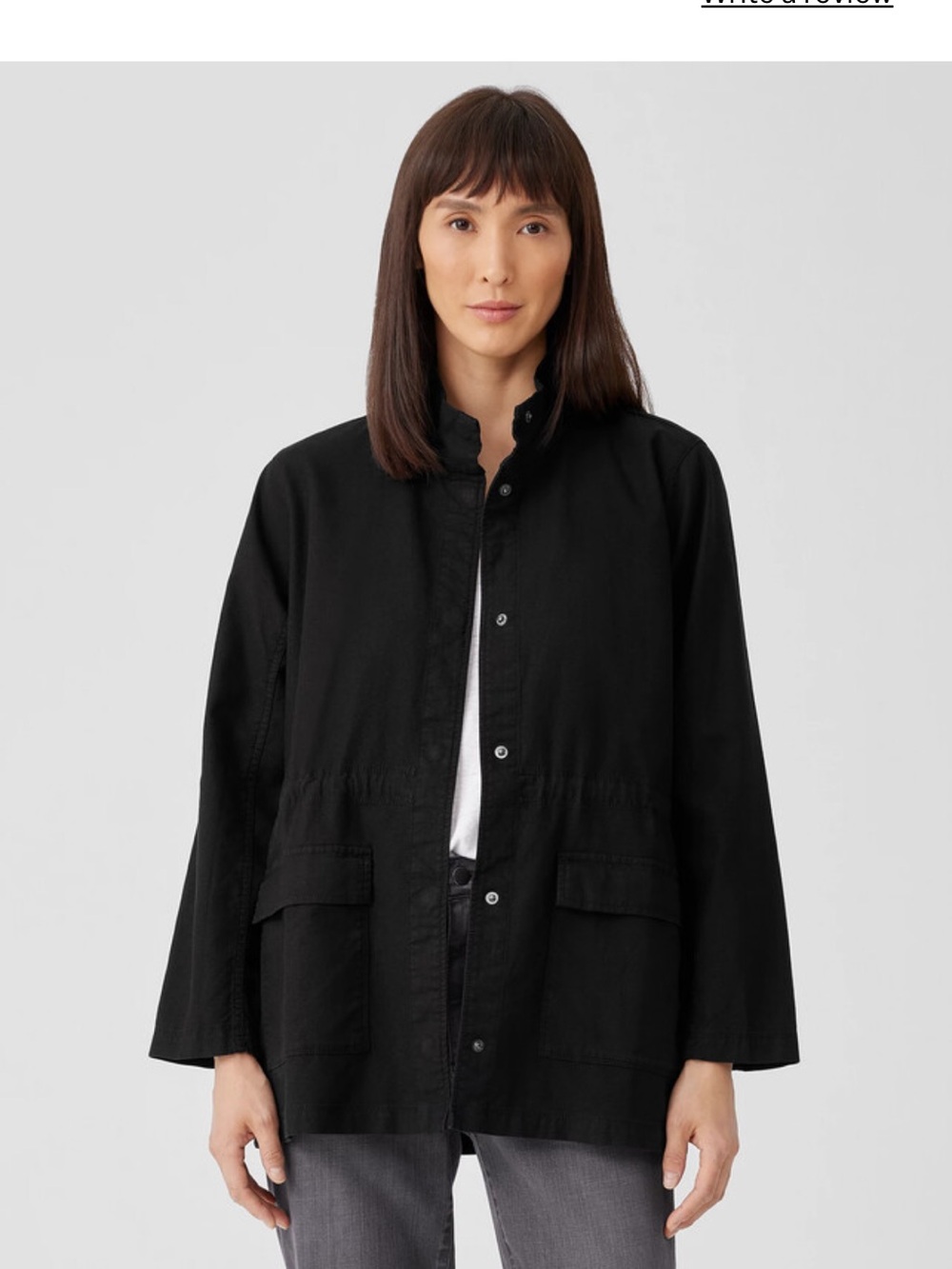 Eileen Fisher Cotton Hemp Stretch Stand Collar Jacket- Medium PTP 22 inch